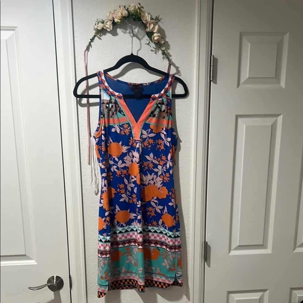 Hale Bob Blue and Orange Floral Mini Maternity Dress
